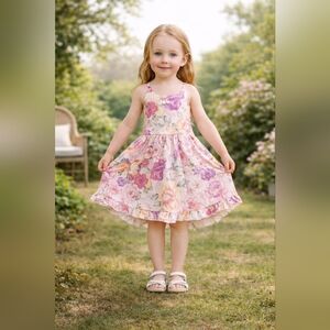 Toddler Girls Floral Hi Low Dress 2T 3T Summer Sundress Sleeveless Strappy